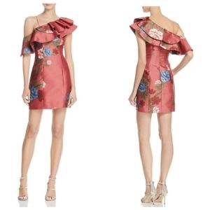Keepsake Floral Print One shoulder Ruffle dress